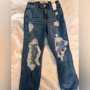 Hollister ripped high rise mom jeans